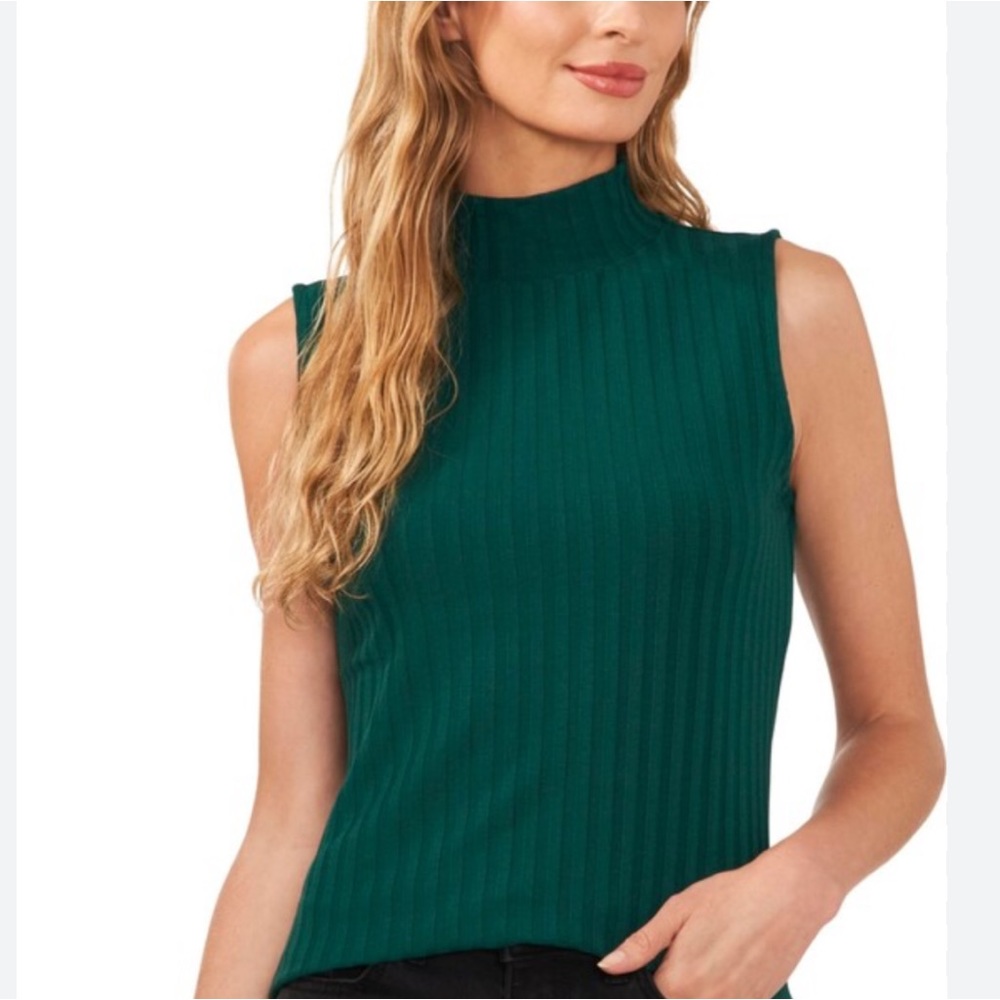 Women’s Sleeveless Mock Neck Wide Rib Knit Top